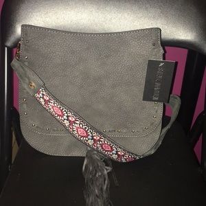 Charcoal saddle bag with guitar strap
